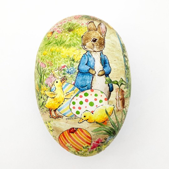6" Peter Rabbit with Ducklings Papier Mache Easter Egg Container ~ Germany